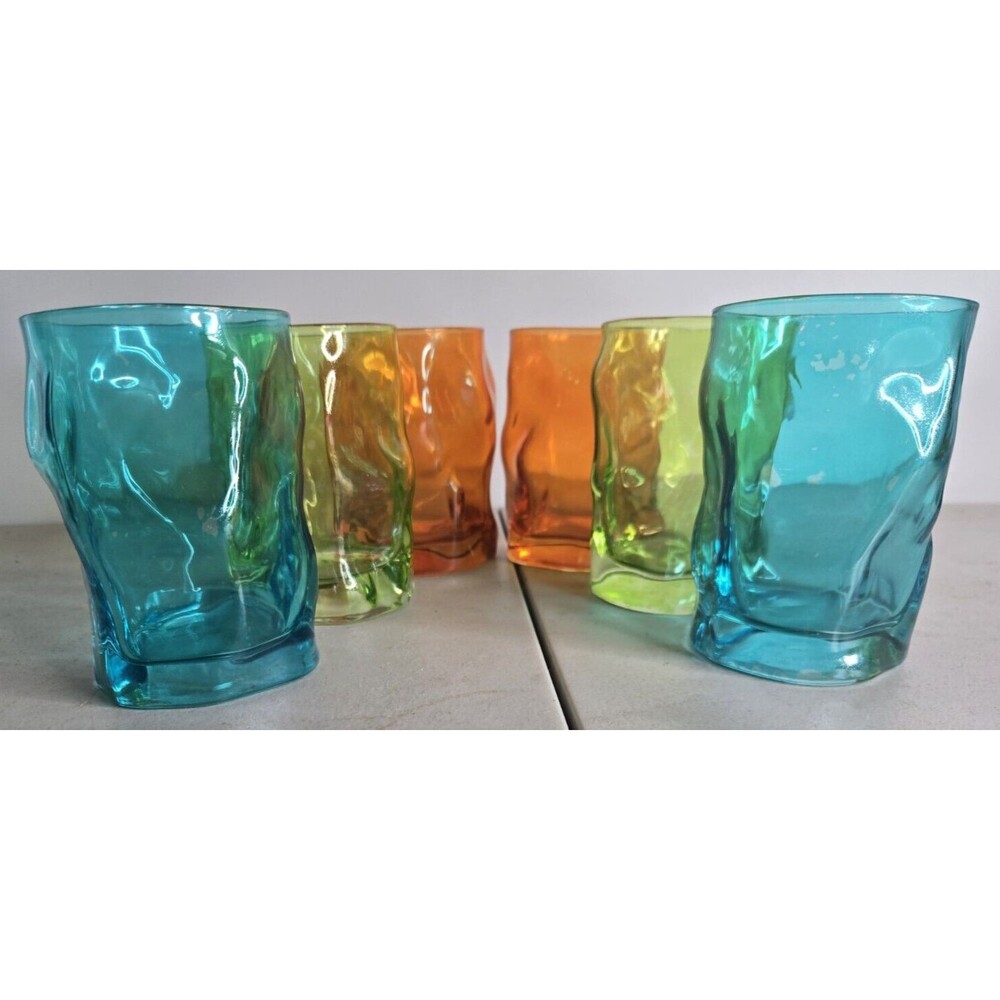 Back to the 60's & 70's...Small Glass Tumblers in 3 colors-set of 6